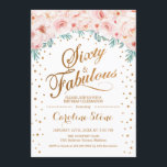 60 fabelhafte Geburtstagsparty - Weißes Gold Rosa Einladung<br><div class="desc">60 fabelhafte Geburtstagsparty Einladung. Elegantes Design in Imitaten Glitzer Gold und Weiß. Die Rosen,  Konfetti und Diamanten sind in Aquarellfarbe rot. Ideal für eine gläserne 60. Geburtstagsfeier. Nachricht,  wenn Sie weitere Anpassungen benötigen.</div>