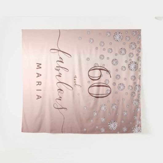 60 fabelhafte Rose Golddiamanten Glamour Wandteppich (Vorderseite (Horizontal))