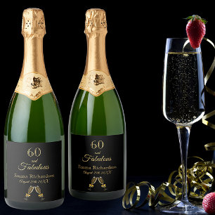 60 fabelhafter Name aus schwarzem Party Schaumweinetikett