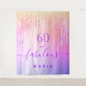 60 fabelhaftes Geburtstag rosa lila Gold Wandteppich (Vorderseite)