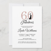 60 Fabelrosa Glitzer 60. Geburtstagsparty Einladung (Vorderseite)