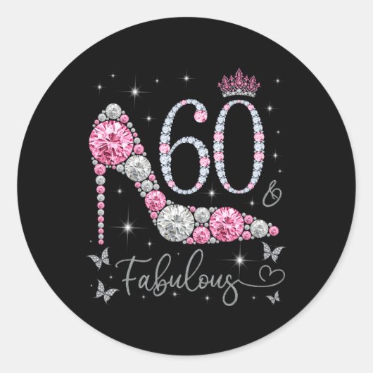 60 Fabulous 60 und fabelhaft 60. Runder Aufkleber (Vorderseite)
