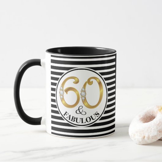 60 & Fabulous Birthday Cup/Tasse Tasse (Mit Donut)