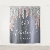 60 fabulous birthday glitter silver Rose Gold Wandteppich (Vorderseite)