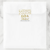 60 & Fabulous Birthday Gold Confetti Quadratischer Aufkleber (Tasche)