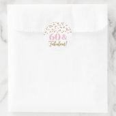 60 & Fabulous Birthday Gold Pink Confetti Runder Aufkleber (Tasche)