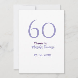 60 & fabulous birthday purple bold name date styli einladung