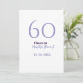 60 & fabulous birthday purple bold name date styli einladung (Stehend Vorderseite)