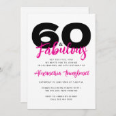 60 & Fabulous Bold Girly 60th Birthday Einladung (Vorne/Hinten)
