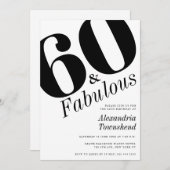 60 & Fabulous Bold Number 60th Birthday Einladung (Vorne/Hinten)