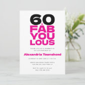 60 & Fabulous Bold Pink Typography 60th Birthday Einladung (Stehend Vorderseite)