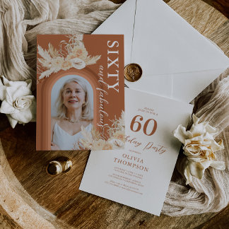 60 & Fabulous Burnt Orange Boho Birthday Einladung