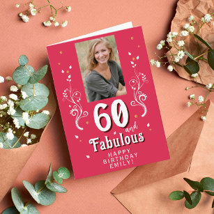 60 & Fabulous Foliage Magent 60. Geburtstags-Foto Karte