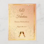 60 & Fabulous Geburtstag Goldblasen Einladung Postkarte (Vorderseite)