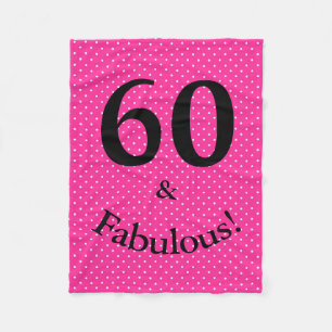 60 & Fabulous Geburtstag Helles Rosa Punkte Fleecedecke