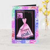 60. Fabulous Geburtstag mit rosa Kleid Karte (Gelbe Blume)