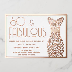 60 & Fabulous Gold Gown 60. Geburtstagsparty Golde Folieneinladung