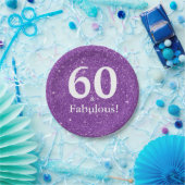 60 & Fabulous! Lila Glitzer Sixtieth Birthday Pappteller (Party)