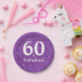 60 & Fabulous! Lila Glitzer Sixtieth Birthday Pappteller (Party)