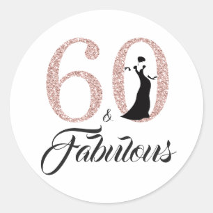 60 Fabulous Pink Glitzer Typografie 60. Geburtstag Runder Aufkleber