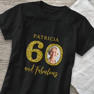 60 & Fabulous Schwarz und Gold 50. Geburtstagsfoto T-Shirt