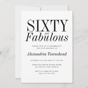 60 & Fantastisch Elegante Typografie 60. Geburtsta Einladung
