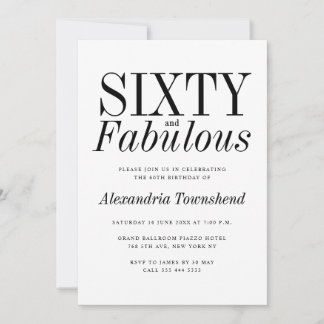 60 & Fantastisch Elegante Typografie 60. Geburtsta Einladung