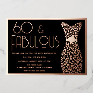 60 & Fantastisch! Roségold & Schwarz 60. Geburtsta Folieneinladung