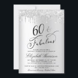 60 Fantastische Silberner Glitzer Geburtstagsparty Einladung<br><div class="desc">Elegante und schicke personalisierte 60. Geburtstagsfeier mit "60 & Fabulous" in einem stilvollen Drehbuch auf silberner Imitat-Folie Hintergrund mit silberfarbenem Imitat Glitzer,  der von oben tropft. Sie können das Jahr,  ihren Namen und die Einzelheiten des Party personalisieren.</div>