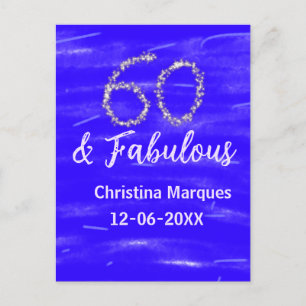 60 & fantastischer Geburtstag blau silber Name Dat Postkarte