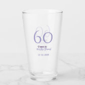 60 & fantastischer Geburtstag lila fett Name Datum Glas (Rückseite)