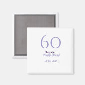 60 & fantastischer Geburtstag lila fett Name Datum Magnet (Vorderseite/Rückseite)
