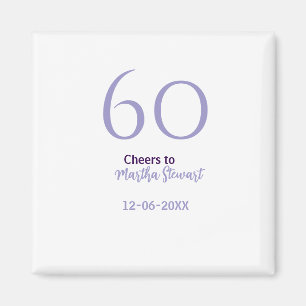 60 & fantastischer Geburtstag lila fett Name Datum Magnet