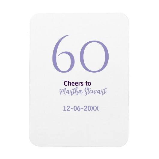 60 & fantastischer Geburtstag lila fett Name Datum Magnet (Vertikal)