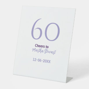 60 & fantastischer Geburtstag lila fett Name Datum Sockelschild