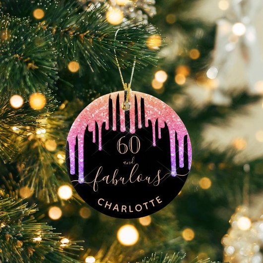 60 Fantastischer Geburtstag schwarzer Regenbogen-G Keramik Ornament