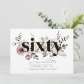 60 Florals - 60. Geburtstag Einladung (Stehend Vorderseite)