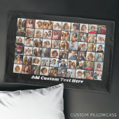 60 Foto Collage Grid - Script Text - schwarz Kissenbezug