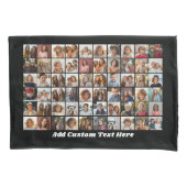 60 Foto Collage Grid - Script Text - schwarz Kissenbezug (Vorderseite)