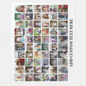 60-Foto-Collage-Raster - Schwarz mit weißem Text Fleecedecke (Vorderseite)