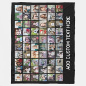 60-Foto-Collage-Raster - Schwarz mit weißem Text Fleecedecke (Vorderseite)