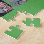 60 Foto-Collage-Raster - Skripttext - grün Puzzle (Seite)