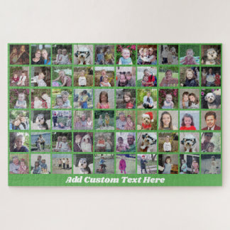 60 Foto-Collage-Raster - Skripttext - grün Puzzle