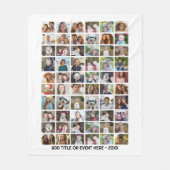 60-Foto-Raster - Benutzerdefinierter Text - Weiß Fleecedecke (Vorderseite)