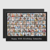 60 Fotocollage Name & Alter Geburtstag Magnetkarte (Vorne/Hinten)