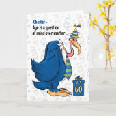 60. Funny Birthday Blue Buzzard mit Name Karte (Gelbe Blume)