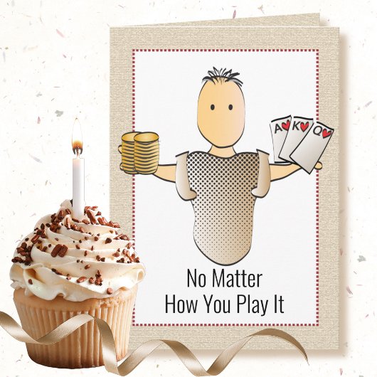 60. Funny Gambling Poker Cartoon Geburtstag Karte