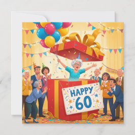 60. Funny Oma in Giant Geschenkboxen Geburtstagska Karte