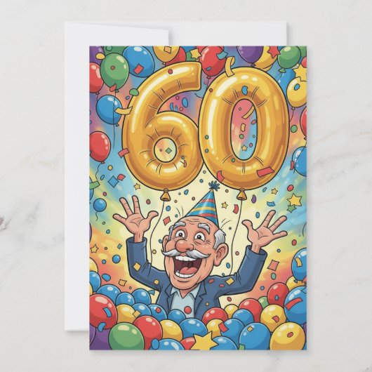 60. Funny Opa in Birthday Card Ballon Dusche (Rückseite)