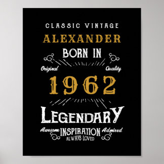 60. Geburtstag 1962 Name Legendary Black Gold hinz Poster